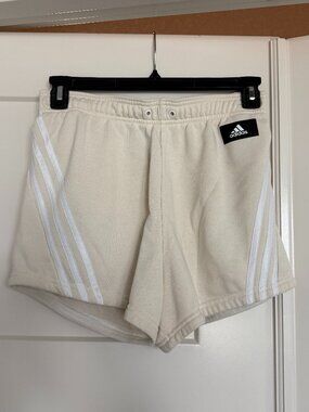 Adidas Women's Future Icons 3-Stripes Lounge Shorts Beige/Tan Size S
